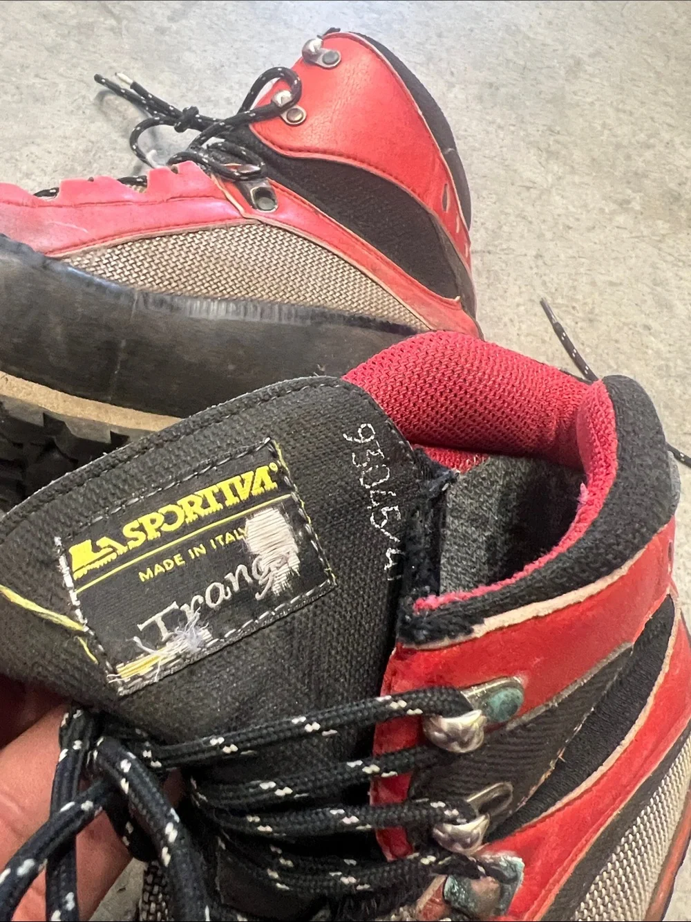 La Sportiva Red and Black Mountaineering Boots